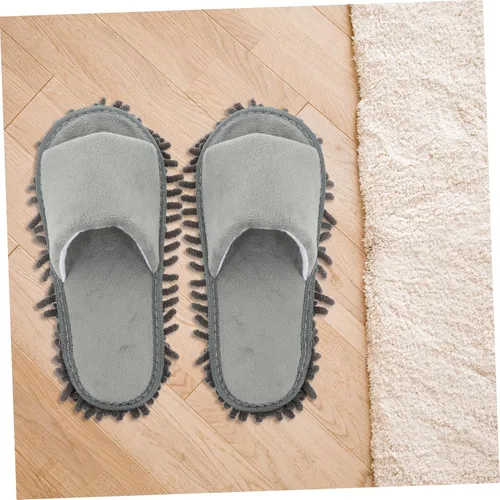 Miniatura 2 de CHILDWEET 2 pares de pantuflas reutilizables con material de chenilla, suaves y prácticas, cubiertas de zapatos de limpieza para el hogar, se