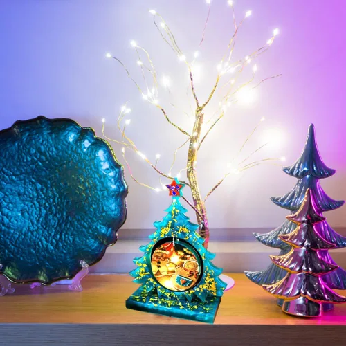 Miniatura 4 de Moldes de resina para marco de fotos grandes, moldes de silicona con forma de árbol de Navidad para resina epoxi, marco de fotos de bricolaje, molde