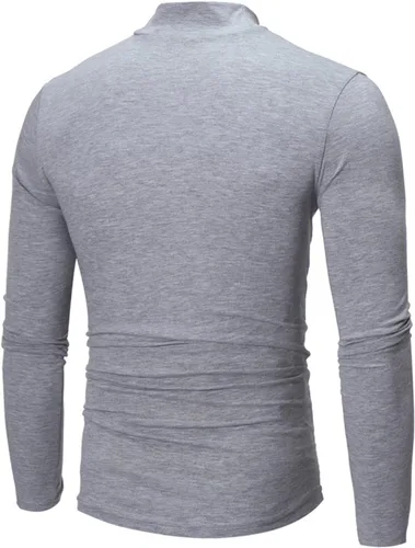 Miniatura 5 de Camisetas negras para hombre 2023 de manga larga cuello alto cálido suéter casual suave cómodo sólido Mock Pullover Undershirt
