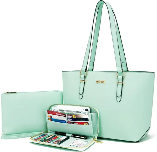 Miniatura 14 de Qiyuer - Juego de carteras y bolsos para mujer, bolso de trabajo, bolso de mano, bolso de hombro con asa superior, bolso con cartera a juego