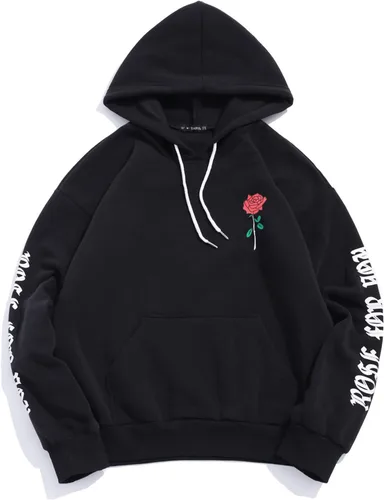 Miniatura 3 de ZAFUL Sudadera con capucha para hombre, con estampado de letras rosas, con cordón, unisex, de vellón, con estampado de letras