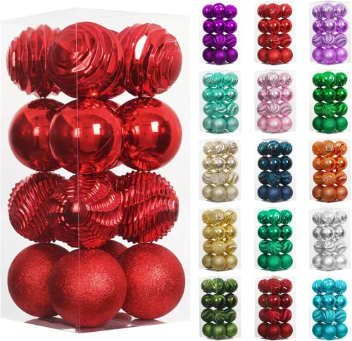 Miniatura 43 de XmasExp - Juego de 24 adornos de bola de Navidad mini irrompibles, adornos para árbol de Navidad, bolas de árbol de Navidad de 30 mm/1.18 pulgadas