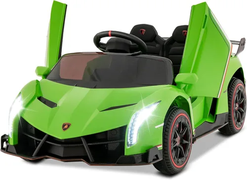 Costzon - Automóvil de paseo Lamborghini con licencia, vehículo deportivo 4WD con batería de 12 V, control remoto, 3 velocidades, puertas Verde