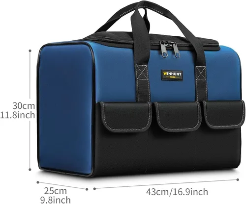 Miniatura 12 de Bolsas de herramientas WINHUNT para hombres, organizador de herramientas de 17 pulgadas con 6 bolsillos, tela impermeable de tela 600D, 16.9 x 11.8