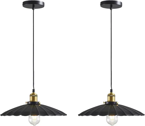 Miniatura 19 de Lámpara colgante negra, lámpara colgante retro de 9.8 pulgadas para dormitorio, luces colgantes brillantes de cocina, sala de estar, 6.5 pies