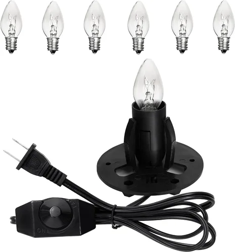 Miniatura 14 de Cable de repuesto para lámpara de sal, 1 paquete con interruptor de atenuación, cable de lámpara de 5 pies y 6 bombillas halógenas de sal (15 vatios)