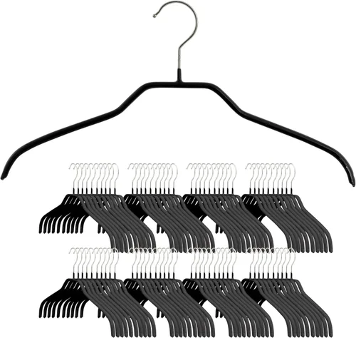 Miniatura 18 de MAWA - Perchas estrechas pequeñas de acero con revestimiento antideslizante, para camisas, vestidos, trajes, camisolas, chaquetas, gancho giratorio