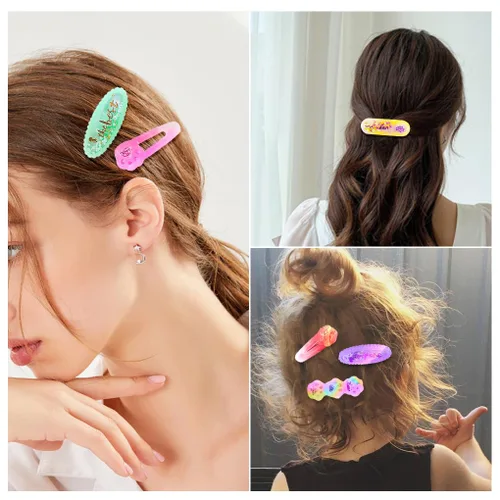Miniatura 2 de Kit de 12 pinzas para el cabello Shaker - Horquilla de arena movediza moldes de resina epoxi pasadores de pelo de pata de gato, pinzas de silicona