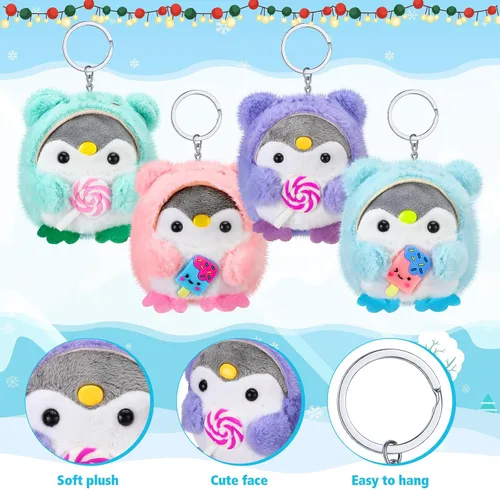 Miniatura 2 de Kasyat 12 llaveros de pingüino de peluche a granel para el día de la madre, lindos juguetes pequeños para bebé, muñequera, bolsa colgante, regalo