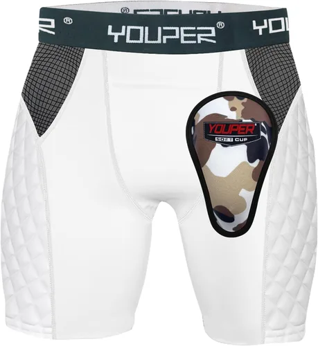 Youper Youth Elite - Pantalones cortos acolchados deslizantes de béisbol con copa atlética suave Blanco