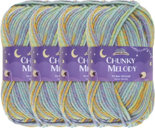 Miniatura 21 de JubileeYarn Chunky Melody - Hilo para tejer 100g/madeja, mezcla de lana gruesa, color maíz naranja - 2 madejas 15 Maíz Naranja
