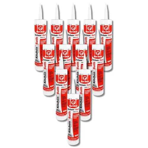 Miniatura 14 de Red Devil 0406 Masilla y sellador acrílico de silicona, 100% impermeable, pintable, masilla blanca para cocina, baño, ventana, con Duraguard, 5.5