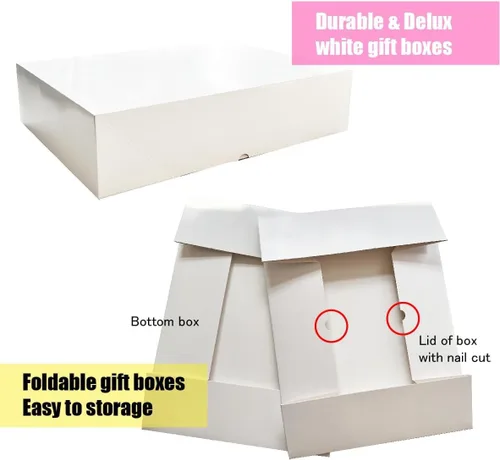 Miniatura 7 de 12 Paquetes de Cajas de Regalo Extra Grandes con Tapas para Regalos, Cajas Blancas de Ropa de 17x11x4 Pulgadas para Envolver Regalos, Mantas, Batas