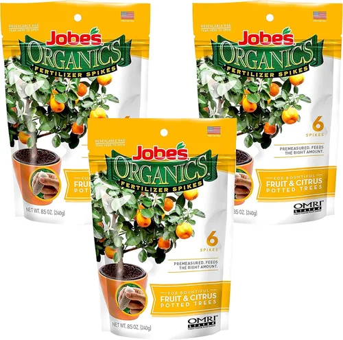 Jobe's Organics Picos de Fertilizante para Árboles Frutales y Cítricos, 3-5-5 Fertilizante de Liberación Prolongada para todos los Árboles Frutales