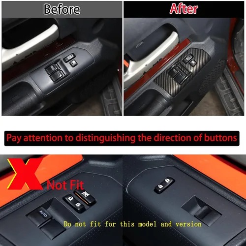 Miniatura 2 de Aunginsy Cubierta de panel de botón de elevación de vidrio para ventana de puerta, compatible con Toyota FJ Cruiser 2007-2021 para el reposabrazos