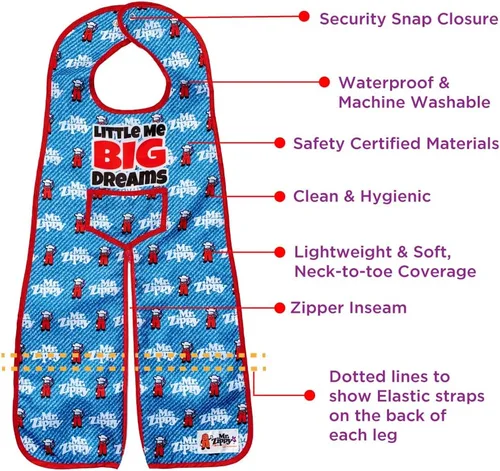 Moore of Rachel's New Mr. Zippy - Baberos impermeables de cuerpo completo súper suaves en bonitos diseños para bebés de 6 a 36 meses