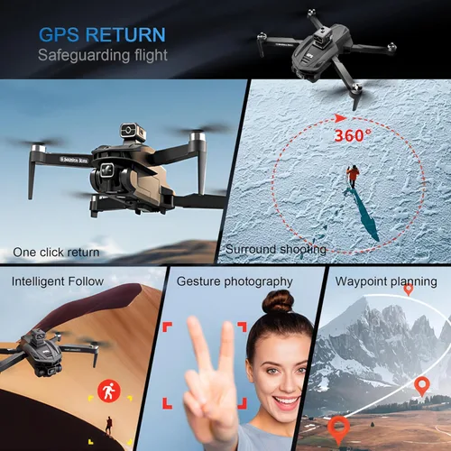 Miniatura 7 de Dron V168 4K UHD con retorno GPS, cámara ajustable de 90°, transmisión 5G HD, vuelo de 30 minutos, rango de 9,842.5 ft, prevención de obstáculos
