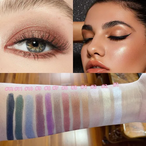 Miniatura 4 de Sombra de Ojos en Barra Cremosa, de Larga Duración, a Prueba de Pliegues, Sombra de Ojos con Difuminador Incorporado, Brillo Dorado