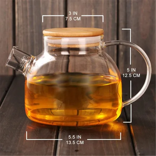 Miniatura 7 de Teabloom Tetera de vidrio segura para estufa con tapa de bambú (40 onzas/40.6 fl oz) + boquilla de filtro de té de hojas sueltas + 2 tés