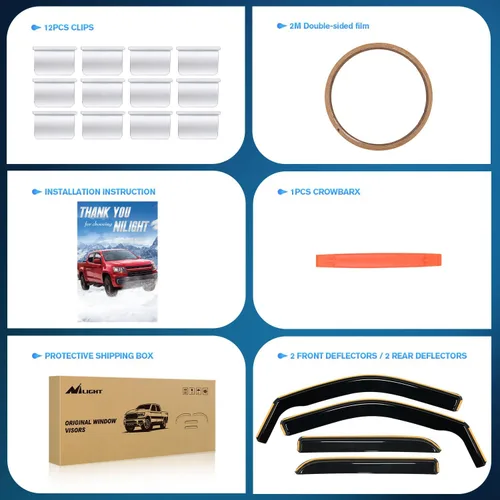 Miniatura 6 de Nilight protectores de lluvia para canal para Ram 1500 2009 2010 2011 2012 2013 2014 2015 2016 2017 2018 Crew Cab, 2019-2023 Ram 1500 Classic Body