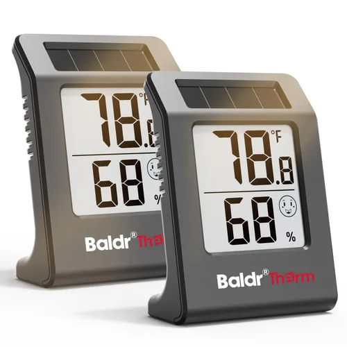 Termómetro digital e higrómetro de 2.2 pulgadas, sensor de temperatura interior alimentado por energía solar, medidor de humedad para habitaciones
