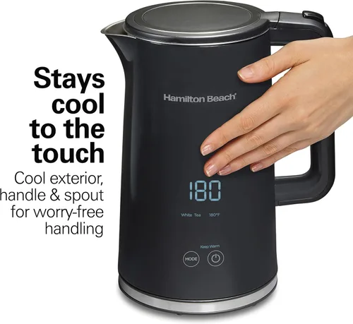 Miniatura 3 de Hamilton Beach Hervidor de té eléctrico con control de temperatura digital y molinillo de café eléctrico para granos
