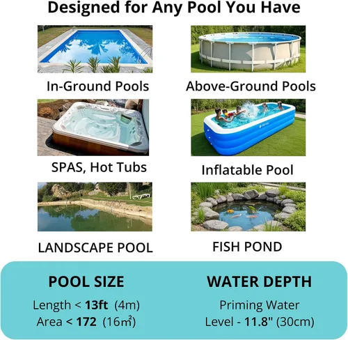 Miniatura 6 de Aspiradora inalámbrica para piscina sobre el suelo, aspiradora de mano de 19 GPM para bañera de hidromasaje con poste extensible de 60 pulgadas