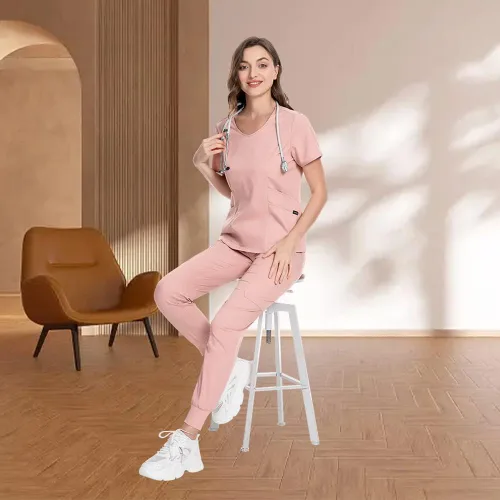 Miniatura 26 de niaahinn Conjunto de uniformes médicos para mujer, uniformes de enfermería, cuello en V clásico y pantalones quirúrgicos para correr