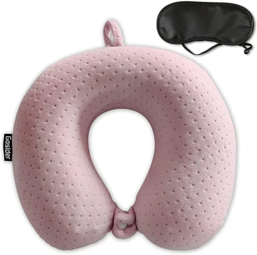Miniatura 12 de Almohada de viaje de cuello en espuma viscoelástica de terciopelo naranja Gosider para avión, coche, tren