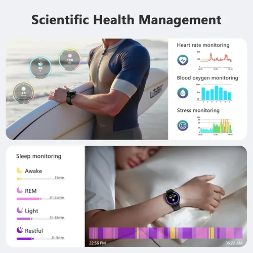 Miniatura 5 de Blackview Reloj inteligente 2025 (respuesta/hacer llamadas), reloj de fitness para hombres y mujeres con frecuencia cardíaca/spO2/monitor de sueño/2