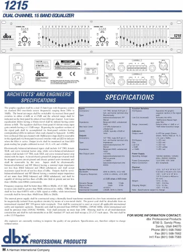 Miniatura 6 de dbx 1215 Ecualizador gráfico de doble canal y 15 bandas