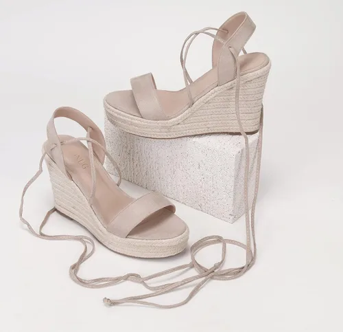 Miniatura 5 de Sandalias de plataforma de cuña para mujer, con puntera abierta, con cordones, sandalias de cuña con correa cruzada, alpargatas de verano