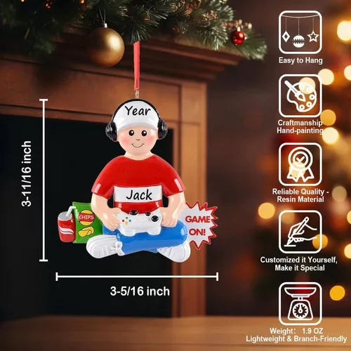 Miniatura 3 de Adorno Navideño Personalizado de Game Boy 2025 – Decoración Festiva Retro para Jugadores, Adorno de Video Juego Personalizado con Nombre para Niños