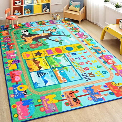 Miniatura 5 de Alfombra infantil para sala de juegos, alfombra educativa ABC de 3 x 5 pies para aula, alfombra divertida del alfabeto para aprender números