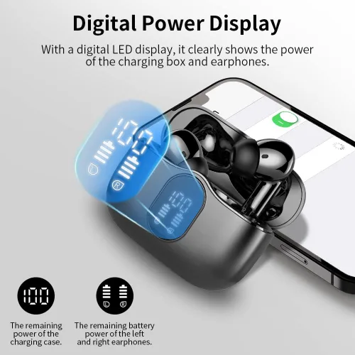 Miniatura 6 de Auriculares inalámbricos, Auriculares Bluetooth 5.4 con graves estéreo, Auriculares intrauriculares con micrófono de cancelación de ruido y pantalla