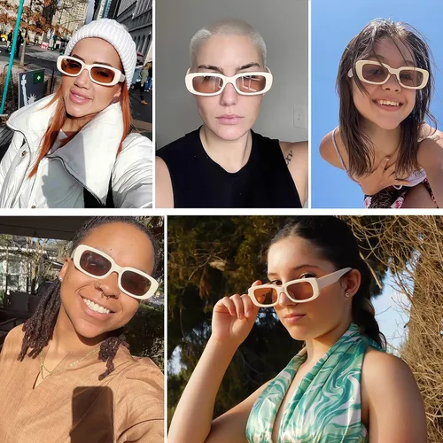 Miniatura 3 de Lentes de sol rectangulares retro para mujeres y hombres, cuadrados de los años 90, Y2K, a la moda, accesorios estéticos delgados