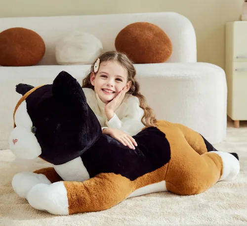 Miniatura 2 de IKASA Juguete de peluche de gato calicó gigante, juguetes suaves grandes y grandes, 30 pulgadas, tamaño enorme, lindo peluche mullido de gran