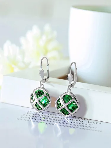 Miniatura 6 de Aretes colgantes de cristal austriaco de 0.551 in para mujer, joyería Glod de 14 quilates