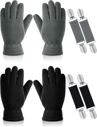 SATINIOR 2 pares de guantes de forro polar para niños, guantes cálidos de invierno con dedos completos, guantes con clips para niños y niñas
