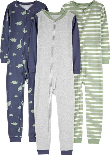 Miniatura 47 de Simple Joys by Carter's Pijama de algodón sin pies de ajuste cómodo para niños (3 unidades)
