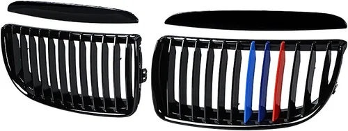 Miniatura 13 de Rejilla de Riñón Cromada con Malla Brillante en Negro Compatible con BMW 323i 325xi 330i 328i 328xi 335i 335xi E90 E91 Pre-LCI de 2005-2008
