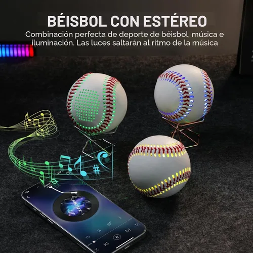 Miniatura 3 de Glow Baseball Bluetooth Speaker，Portable Sports Gift for Fans, Waterproof Outdoor Speaker with Party Lights. Rojo