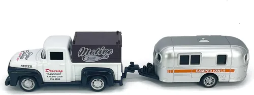 Miniatura 4 de VIIGER Camión Pickup Remolcador de Tráiler Juguete Cámper RV Autocaravana Juguetes para Niños Modelo de Auto de Metal Fundido a Presión