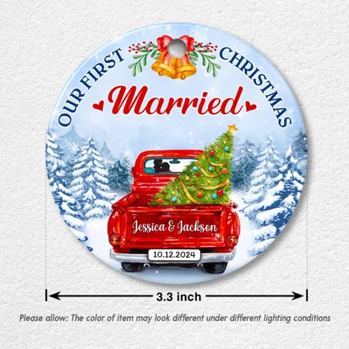Miniatura 6 de Adorno personalizado de primera Navidad para casados 2024 – Regalos de recuerdo de boda para parejas, recién casados, Mr Mrs colgante, adornos