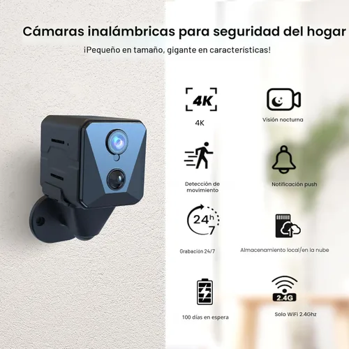 Miniatura 2 de Funstorm Cámara de seguridad mejorada 2025, mini cámara de niñera HD 4K para el hogar con visión nocturna, cámara WiFi interior, batería de 100 días