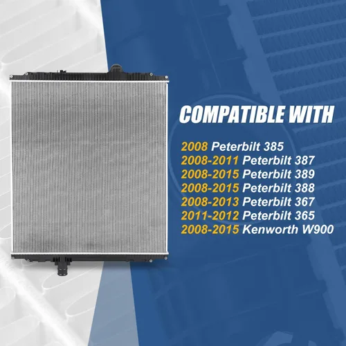 Miniatura 7 de Auto Dynasty Radiador compatible con 2008-2015 Peterbilt 367 365 388 389 387 385 Kenworth W900, radiador de enfriamiento de 2 filas estilo fábrica