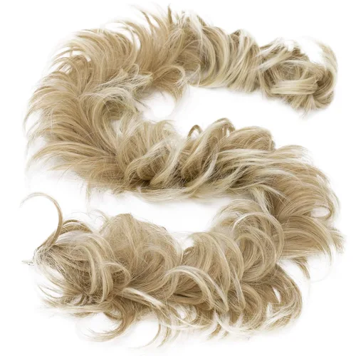 Miniatura 29 de CAISHA Postizo de Cabello, Envoltura de Cabello, Fibras Sintéticas Resistente al Calor, Rizado Desordenado, Recogido, Negro HW6