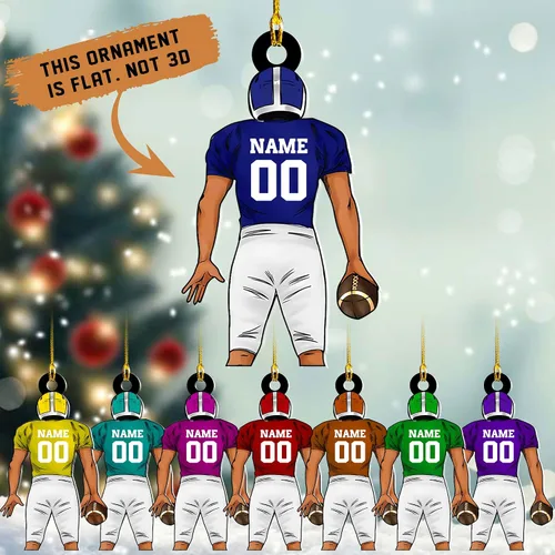 Adornos de fútbol de Navidad personalizados, adornos de fútbol 2025 para árbol de Navidad, decoraciones navideñas acrílicas, adorno de jugador de