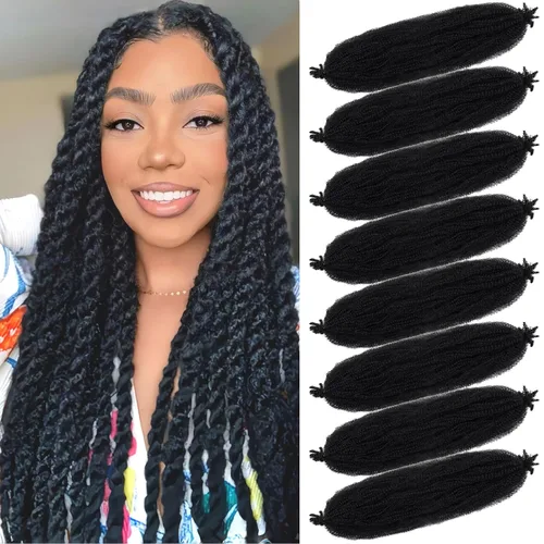 Miniatura 46 de Cabello Rizado Afro Elástico 8 Paquetes Cabello Trenzado Marley Twist Cabello Spring Twist Pre-Separado para Locs Falsos Cabello de Ganchillo Kinky
