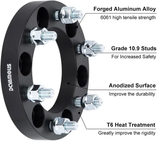Miniatura 5 de 4PC Forged 6x5 to 6x5.5 Wheel Adapters 1 Inch with 12x1.5 Studs 78.1mm Bore Compatible with Chevy 6 Lug 6x127 Truck to 6x139.7 Rims for 2003-2006